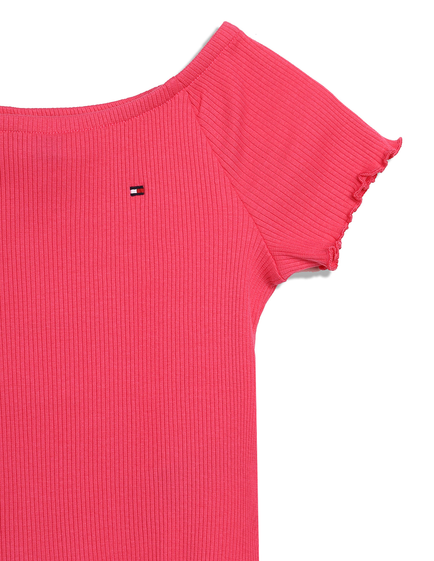 Tommy Hilfiger Kids Girls Boat Neck Ribbed T-Shirt