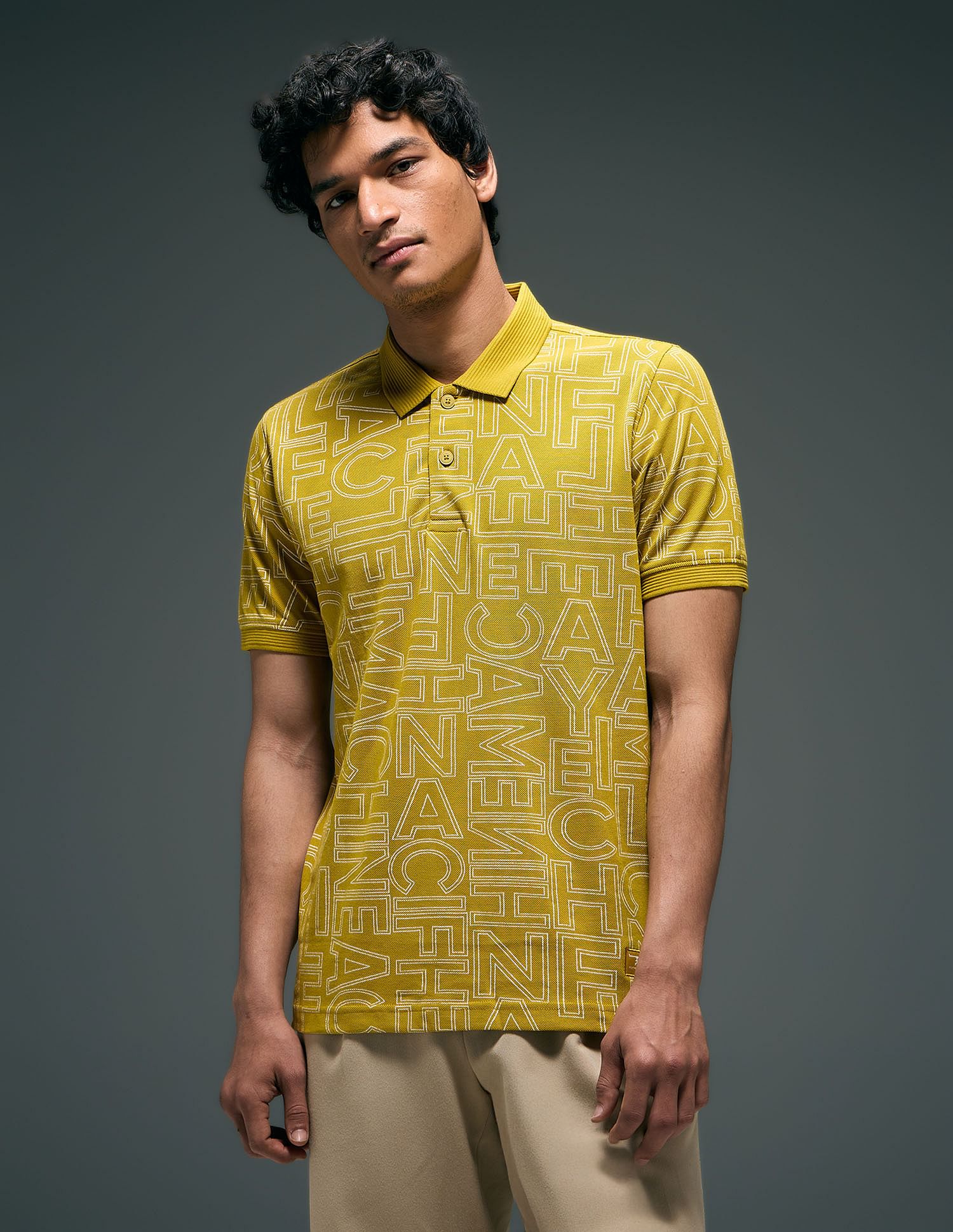 Flying Machine All Over Printed Regular Fit Polo Shirt