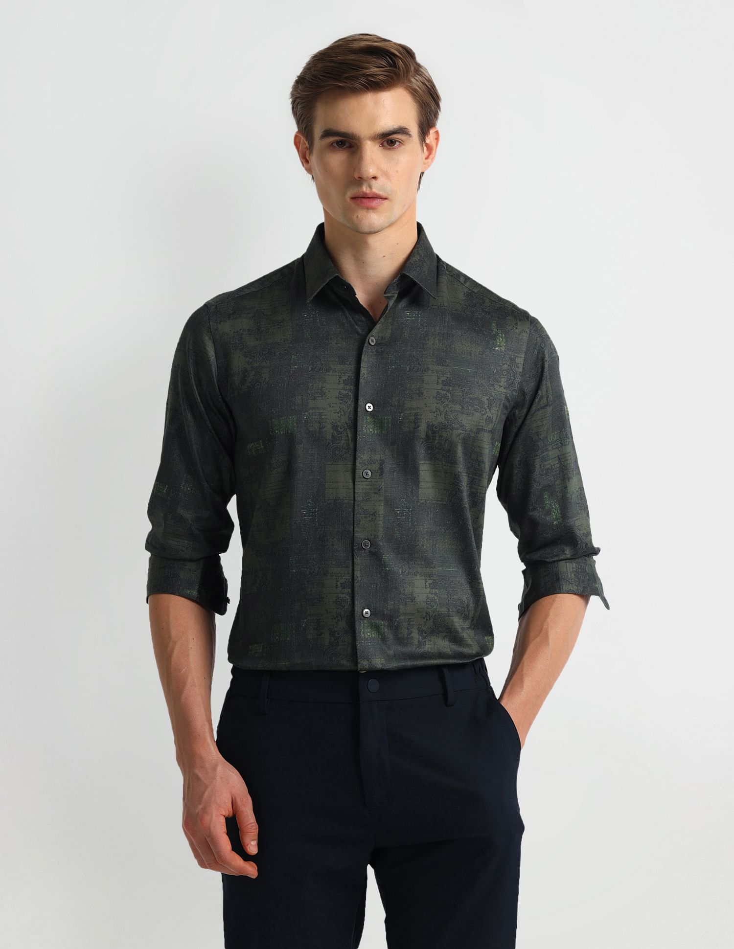 Arrow Newyork Manhattan Slim Fit Abtract Print Shirt