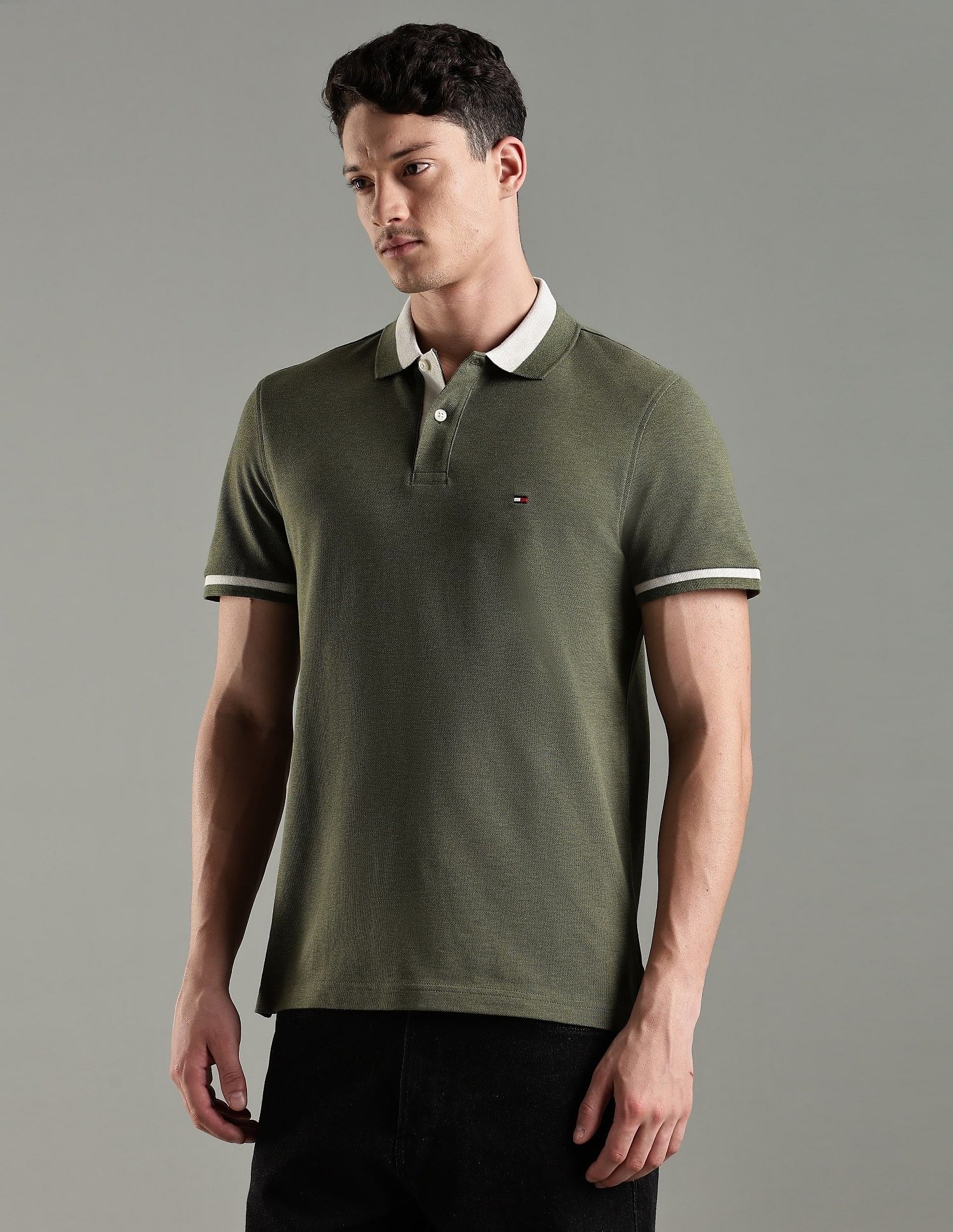 Tommy Hilfiger Printed Regular Fit Cotton Polo T-Shirt