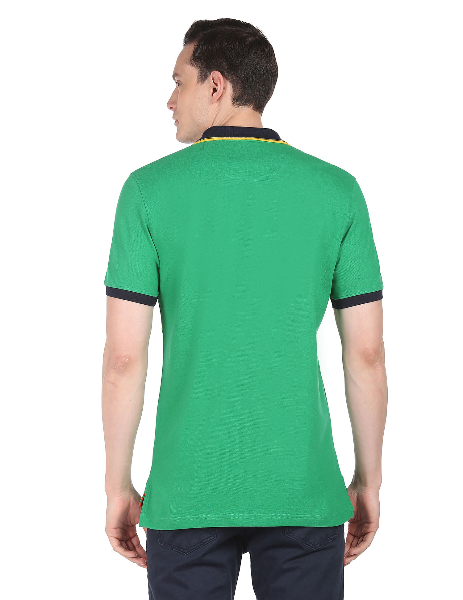 AD by Arvind Cotton Colour Block Polo Shirt
