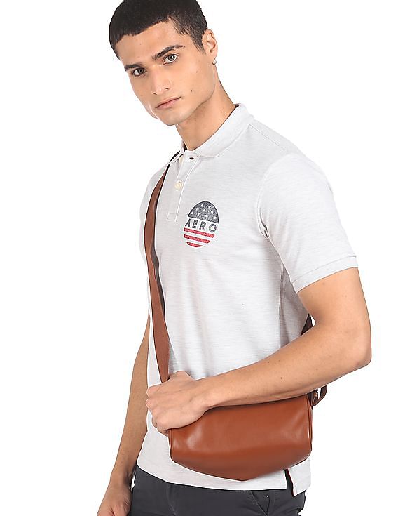 Aeropostale Men White Pique Solid Polo Shirt