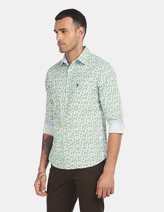 U.S. Polo Assn. Spread Collar Cotton Printed Casual Shirt