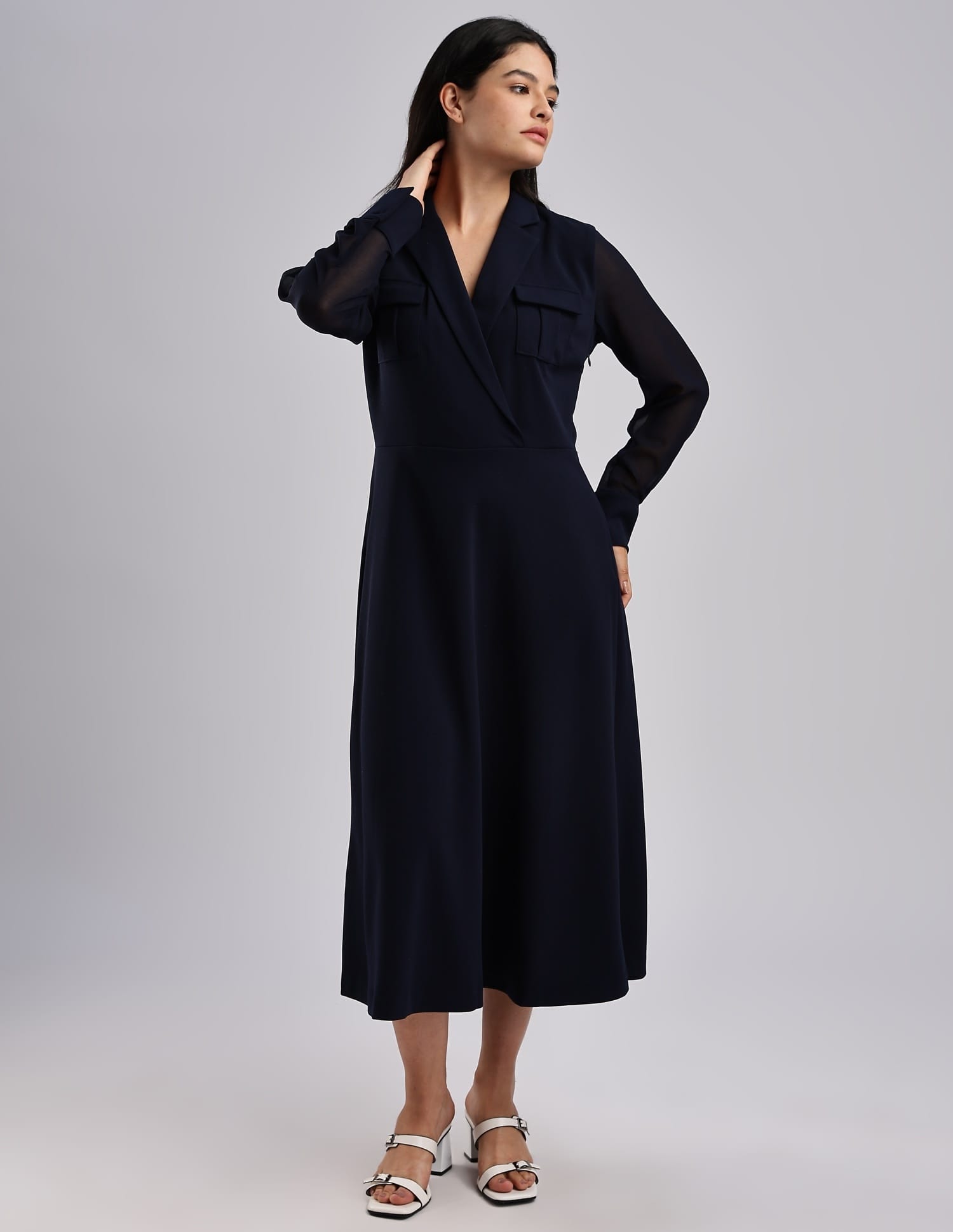 straight midi dress with sleeves Petal and Pup Irene Long Sleeve Midi Dress