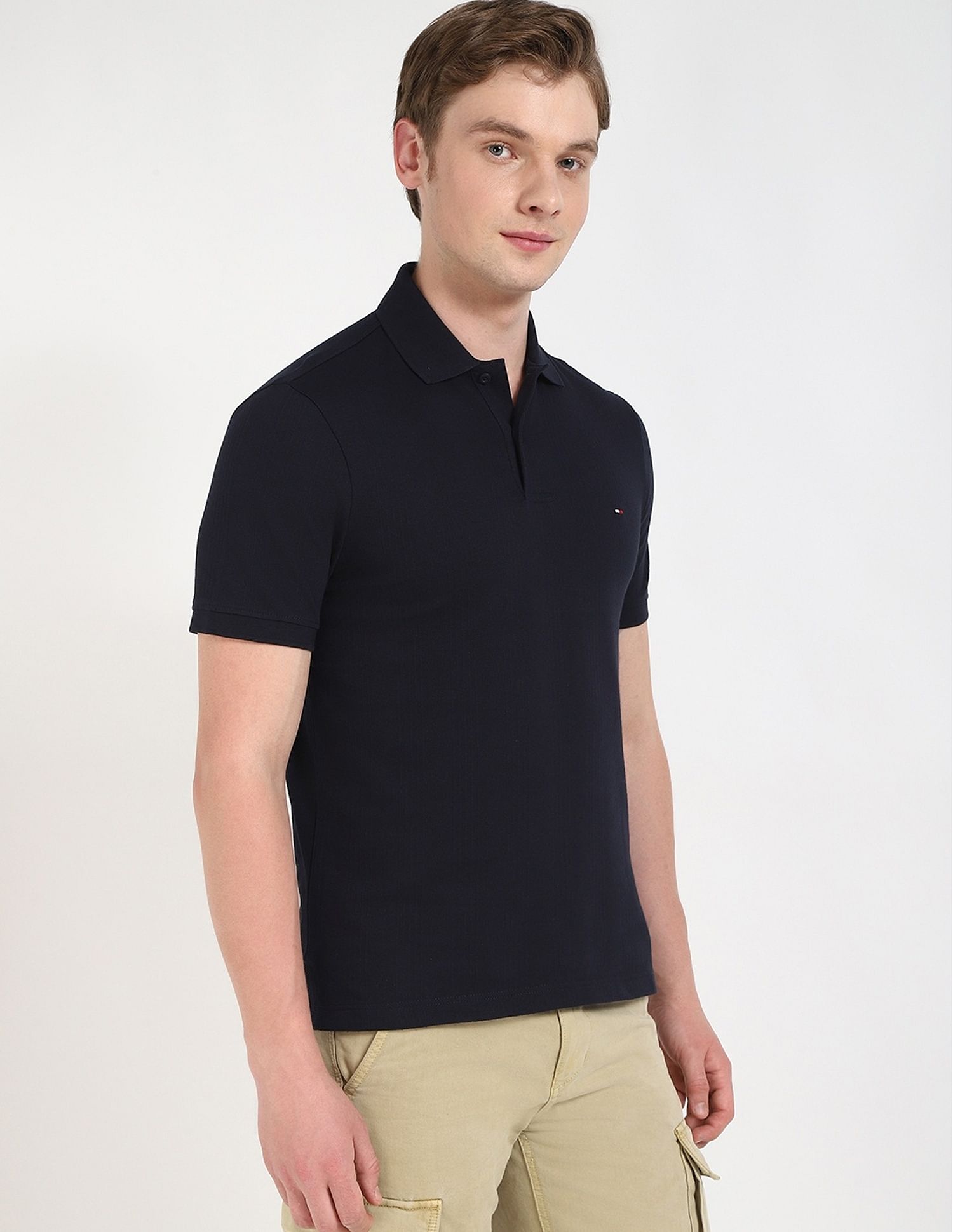 Tommy Hilfiger Solid Regular-Fit Cotton Polo Shirt