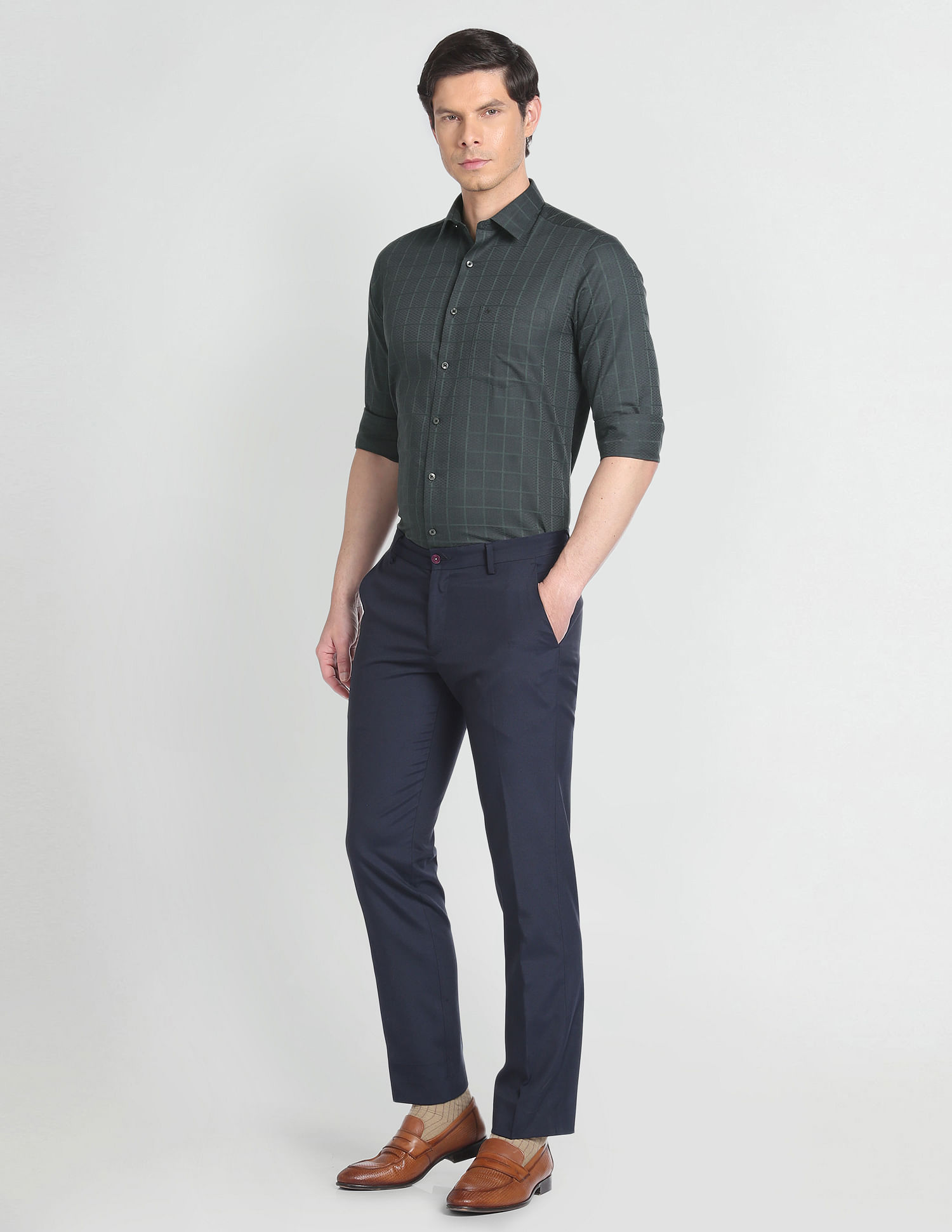 Arrow Tonal Windowpane Dobby Formal Shirt