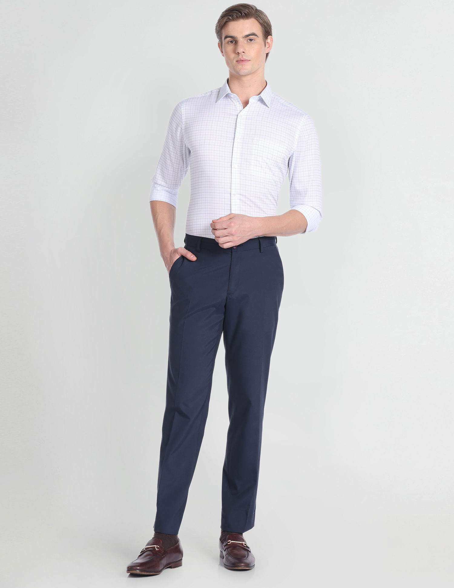 Arrow Auto Press Grid Tattersall Check Shirt