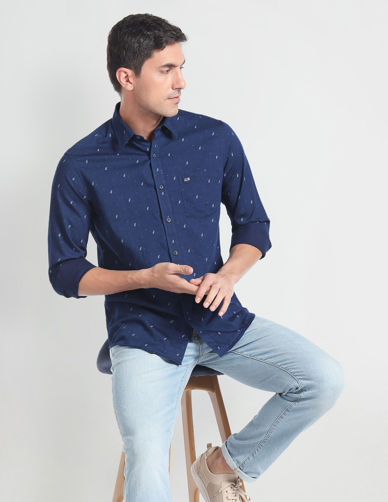 Arrow Sports Pure Cotton Floral Print Casual Shirt