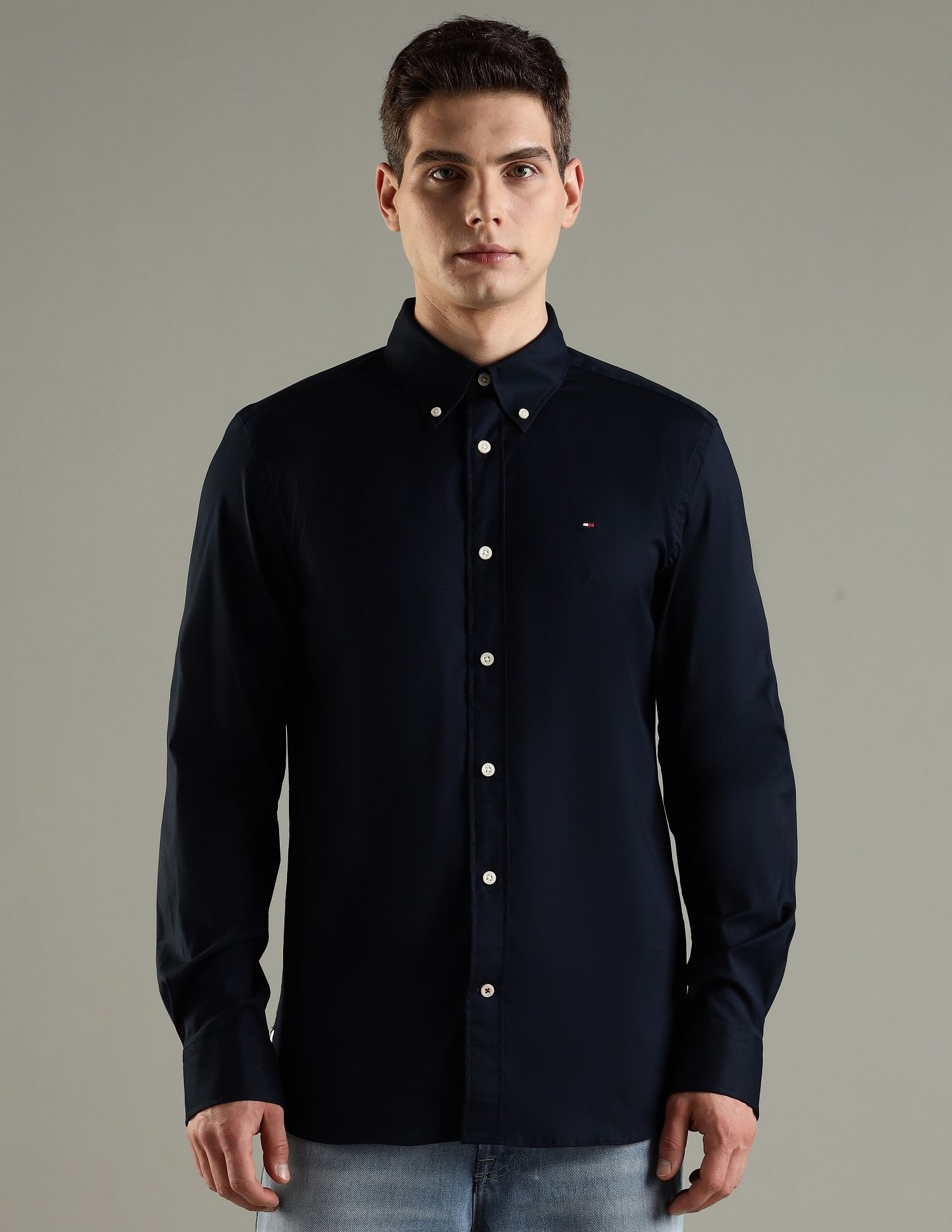 Tommy Hilfiger Solid Regular Fit Cotton Shirt