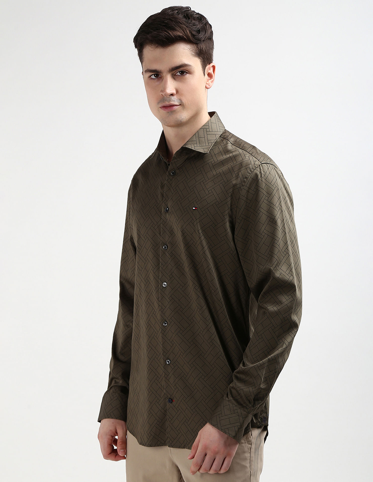 Tommy Hilfiger Spread Collar Brand Monogram Shirt