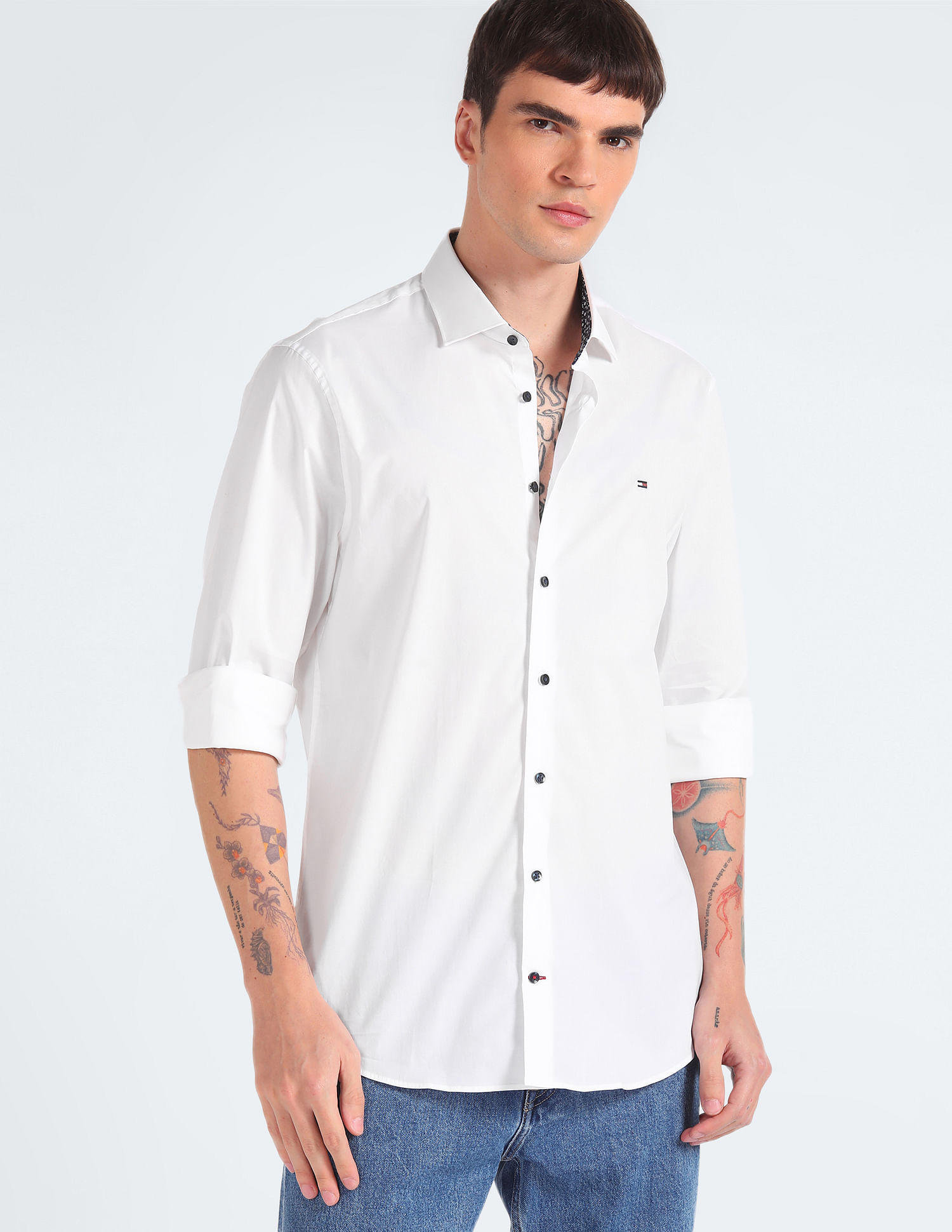 Tommy hilfiger deals stretch poplin shirt