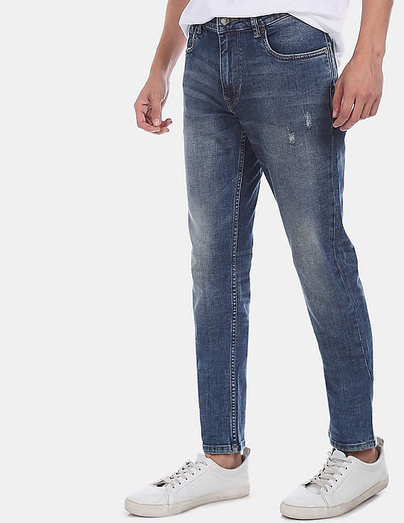 Mens Clothing Jeans Tapered jeans Vetements Tapered Zip-embellished Denim Jeans in Blue for Men 