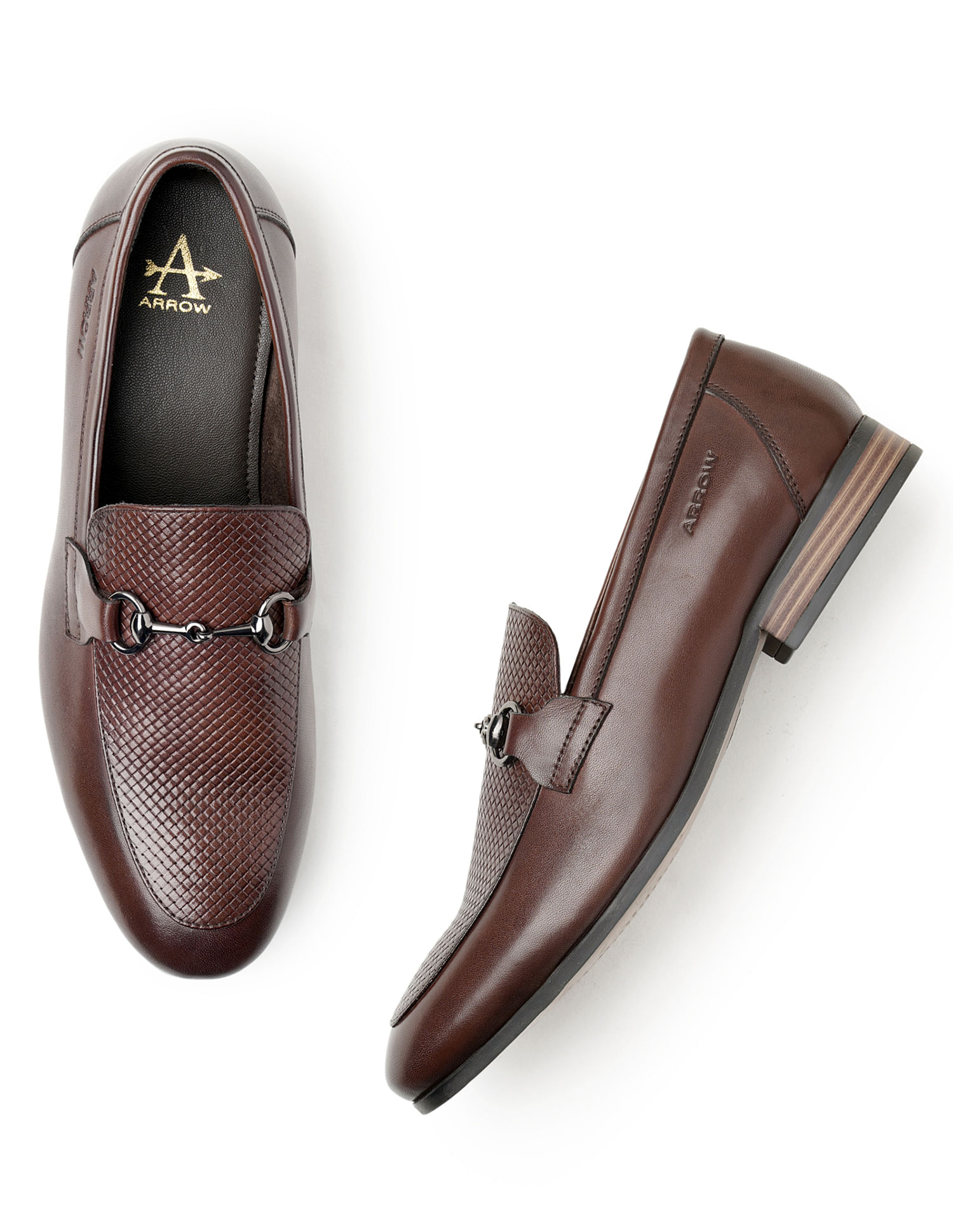 Arrow Textured Copland Leather Slip On Shoes