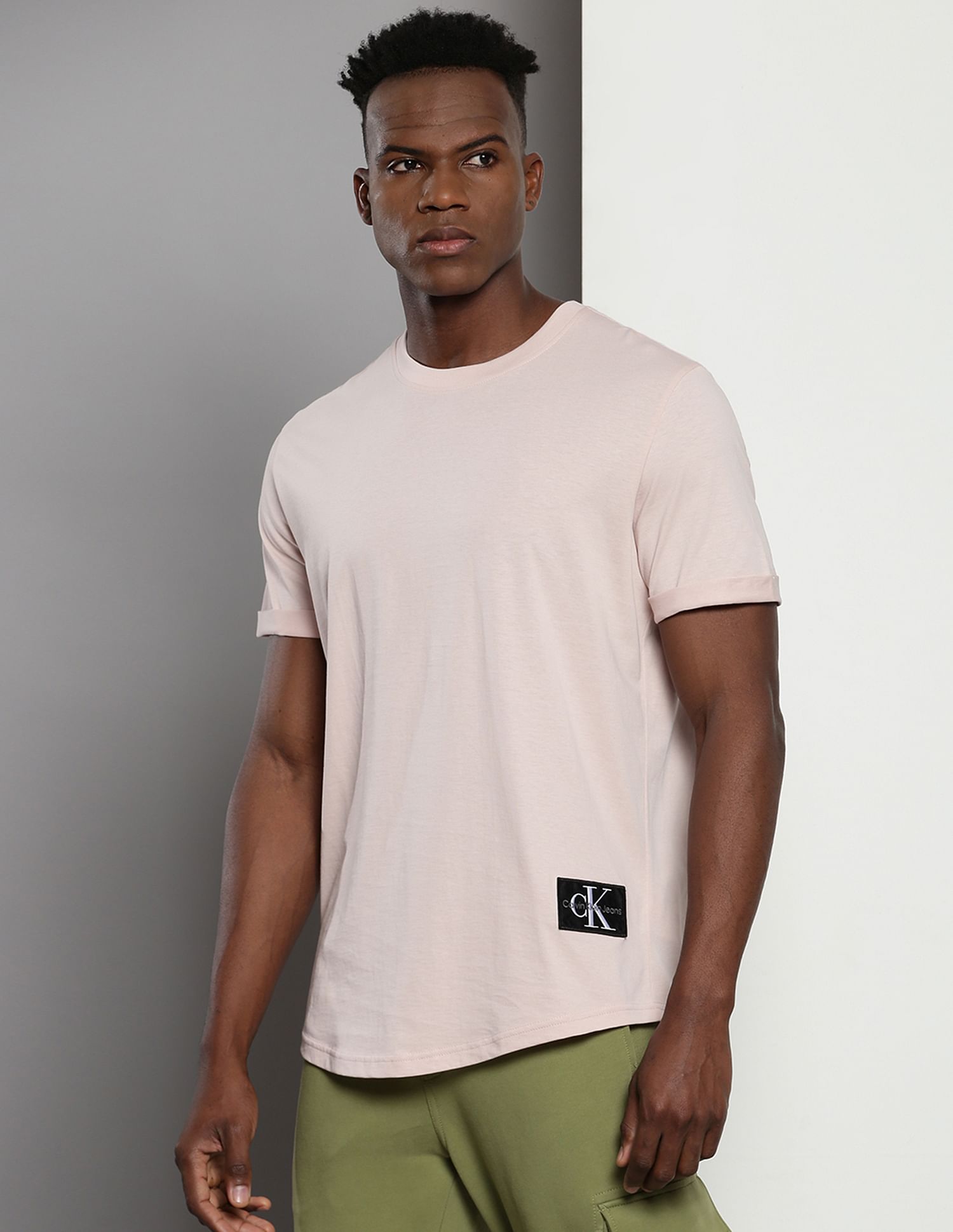 Calvin Klein Badge Turn Up Sleeve T-Shirt