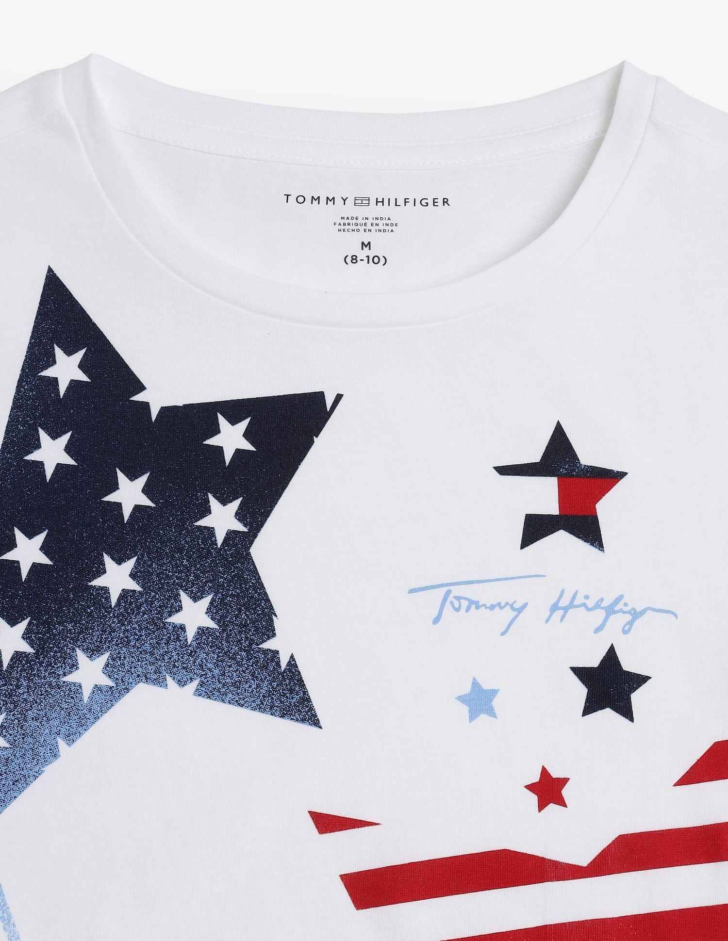 Tommy Hilfiger Kids Girls Printed Regular Fit Cotton T-Shirt
