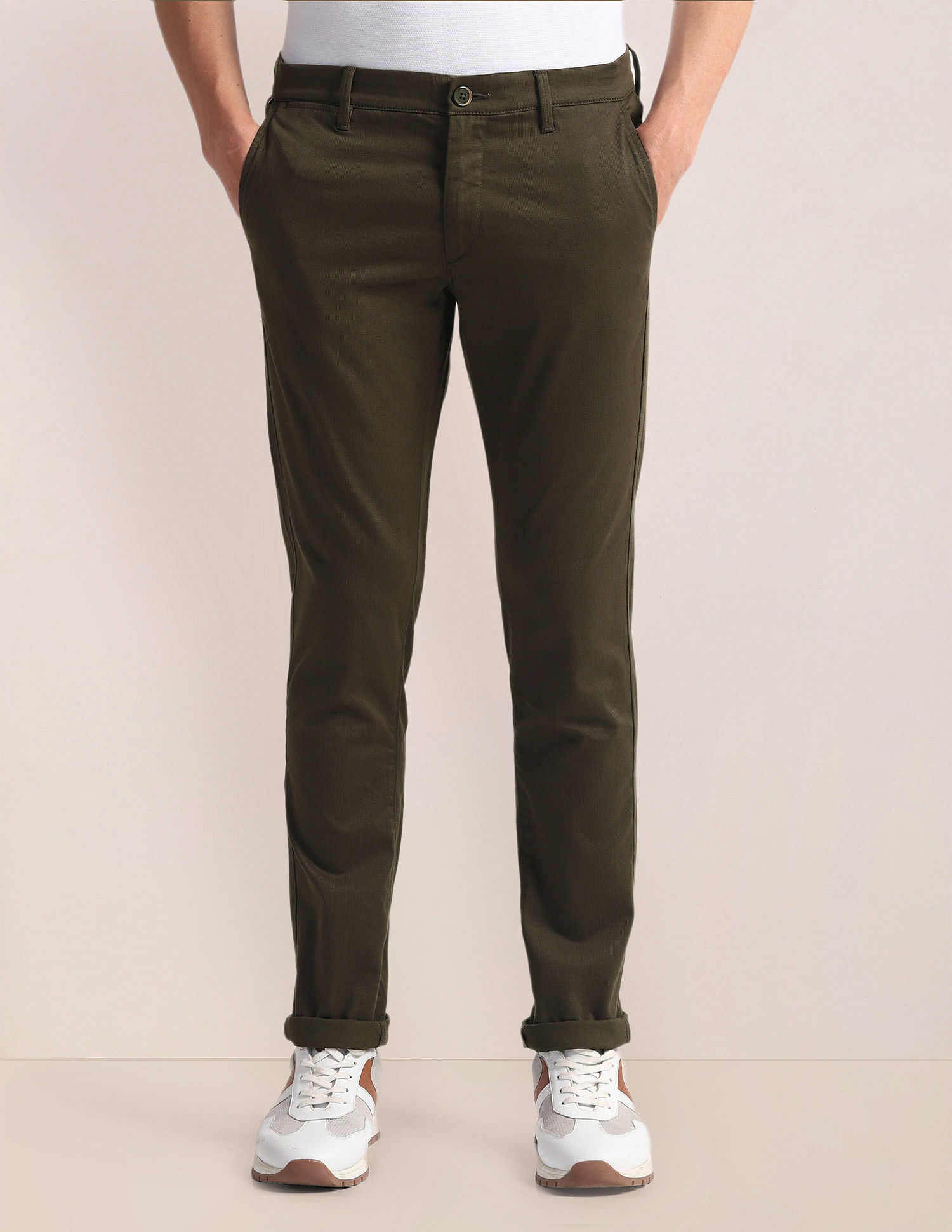 U.S. Polo Assn. Geometric Print Slim Twill Trousers