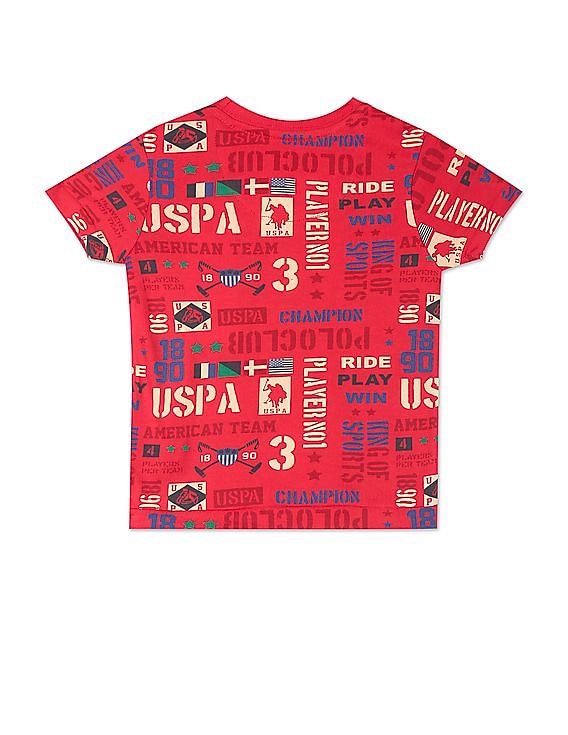 U.S. Polo Assn. Kids Crew Neck Brand Print T-Shirt
