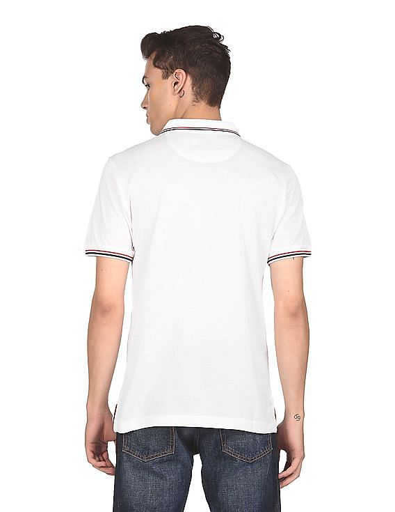 U.S. Polo Assn. Striped Collar Solid Polo Shirt