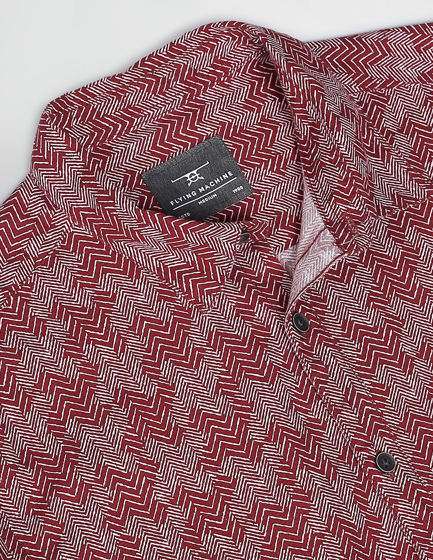 Flying Machine Abstract Print Cotton Shirt