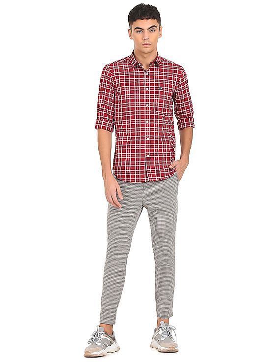 Arrow Sports Spread Collar Check Shirt