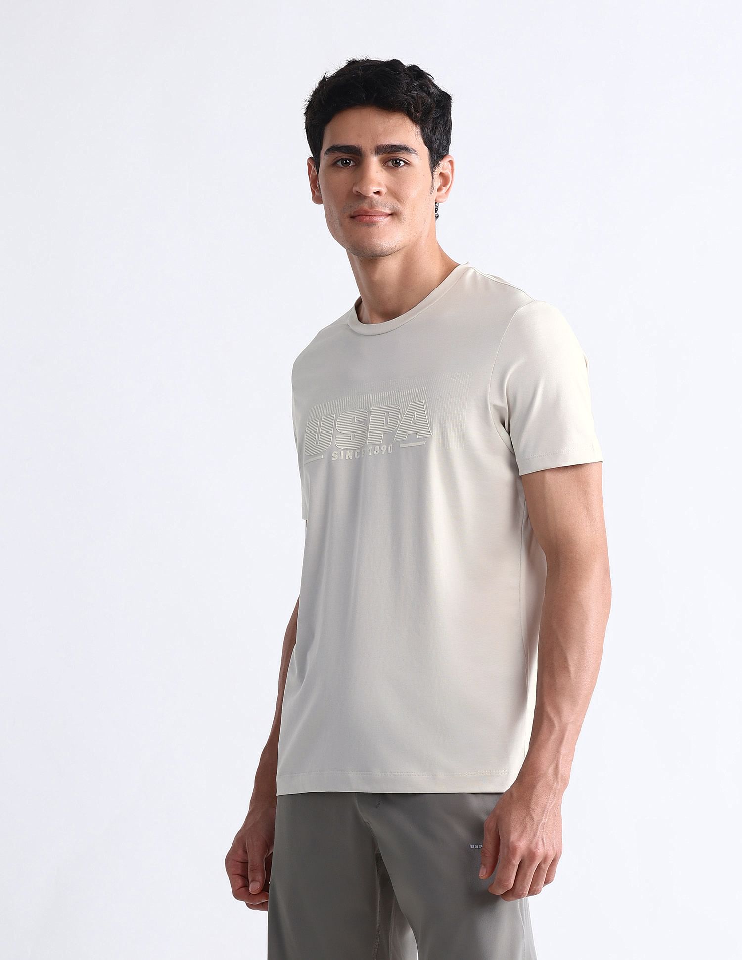 USPA Active Brand Embossed Slim Fit T-Shirt