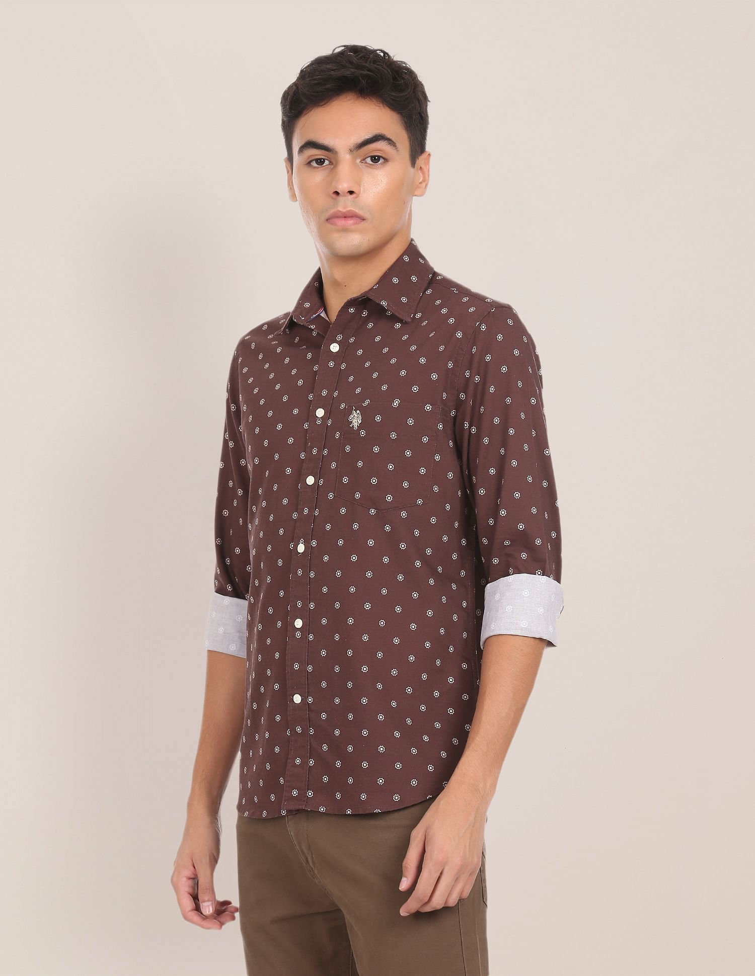 U.S. Polo Assn. Spread Collar Printed Casual Shirt