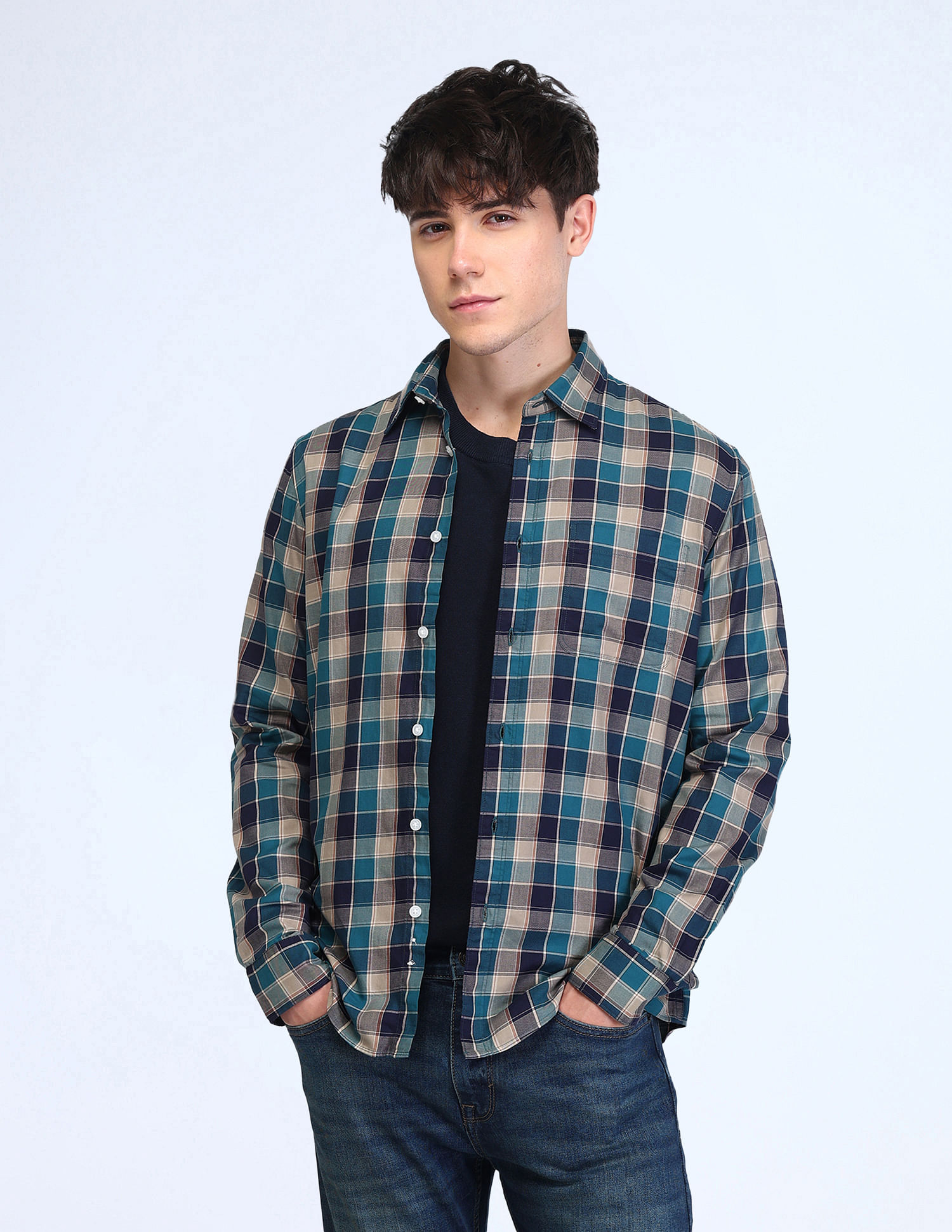 Flying Machine Slim Fit Twill Checked Shirt