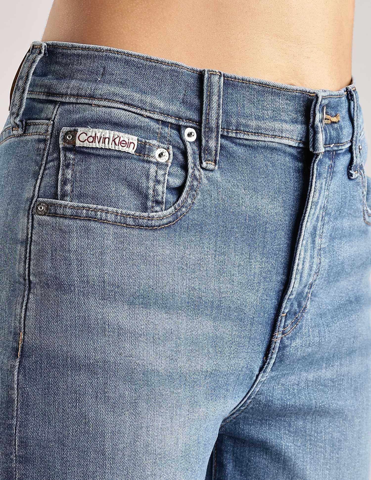 Calvin Klein Light-Wash Flared-Fit High Rise Jeans