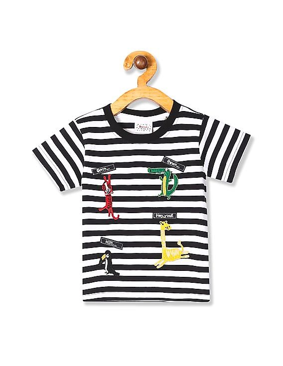 boys black and white striped t shirt