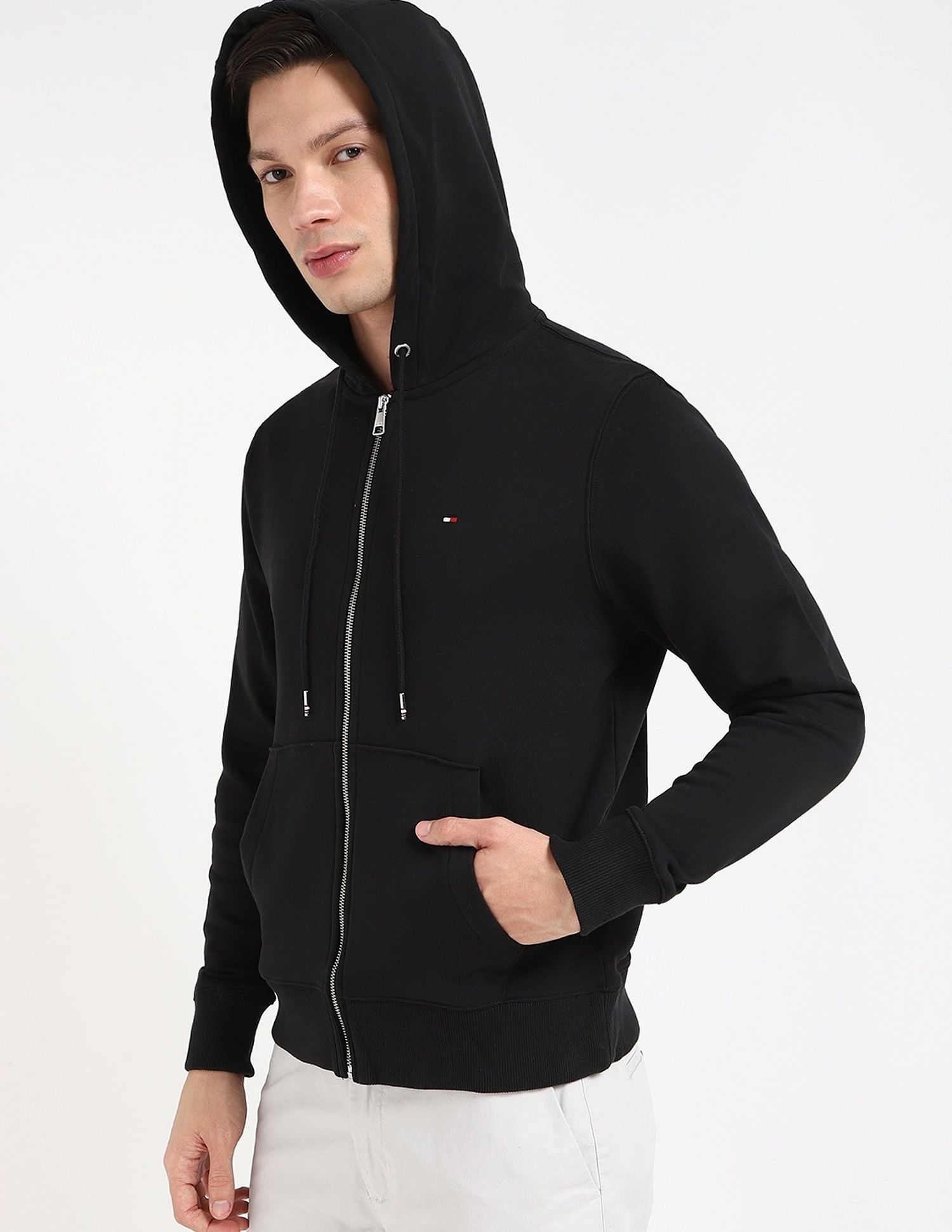 Tommy Hilfiger Solid Regular-Fit Cotton Hodded Sweatshirt