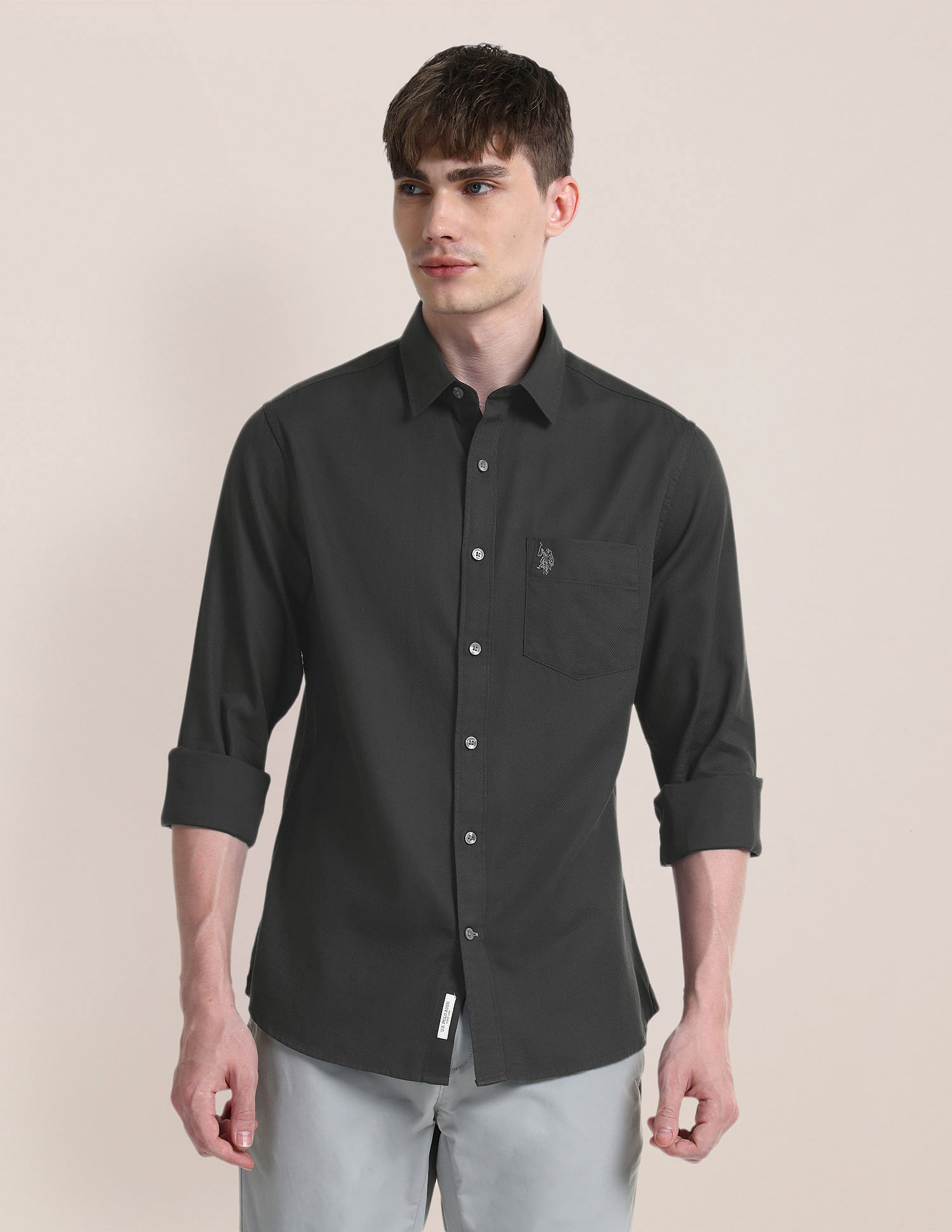 U.S. Polo Assn. Pure Cotton Solid Shirt