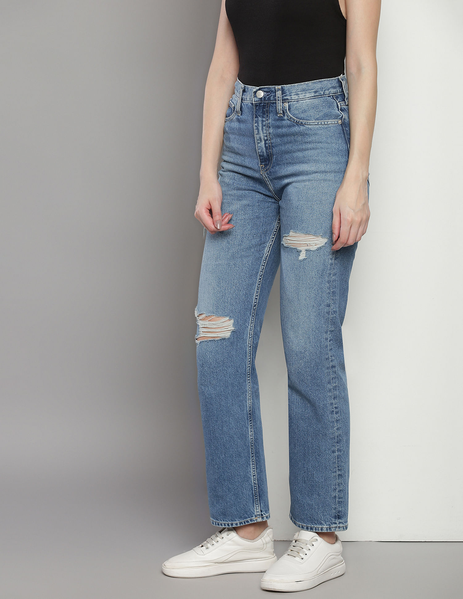 Calvin Klein High Rise Straight Fit Jeans