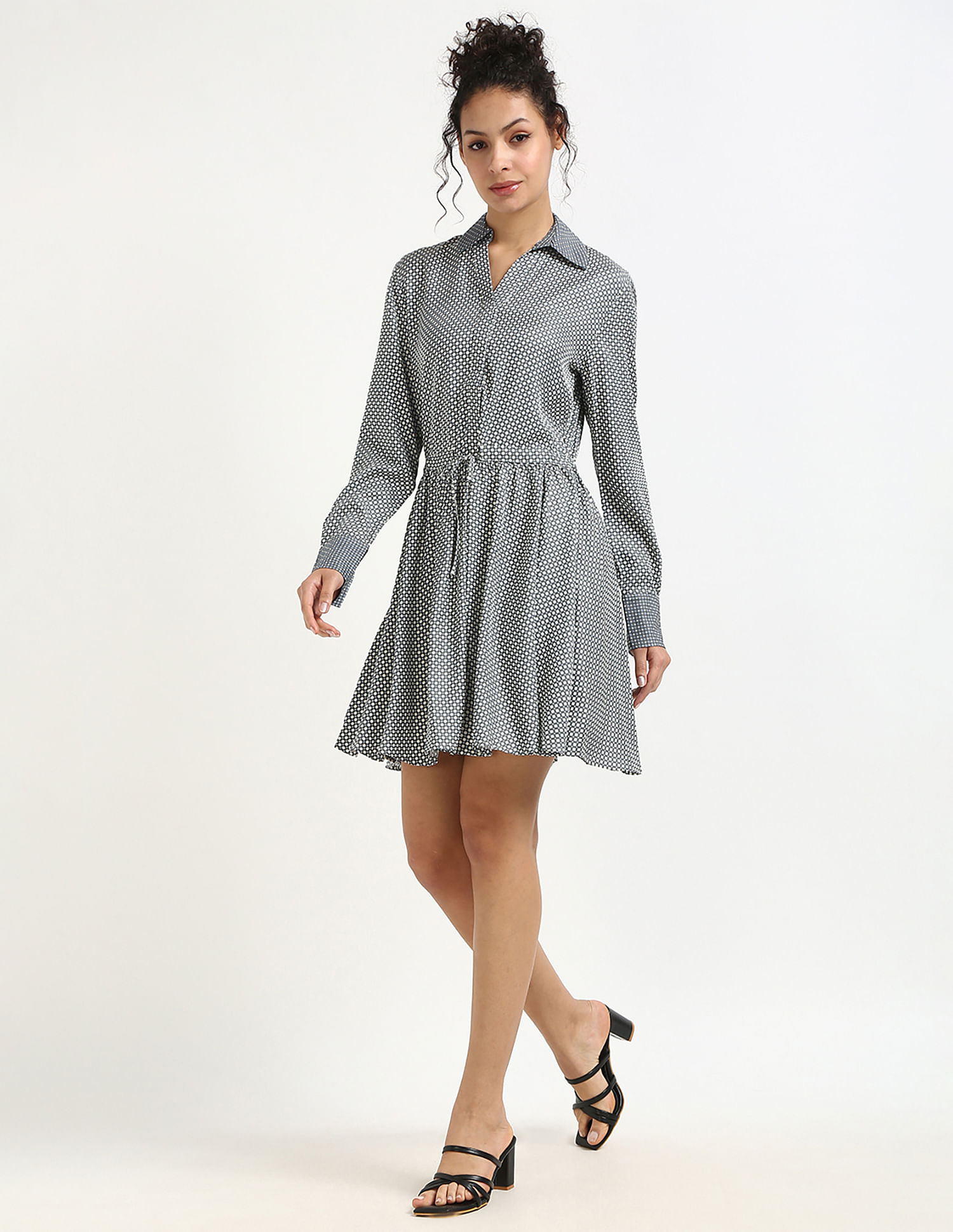 Tommy Hilfiger Viscose Spread Collar A-Line Dress