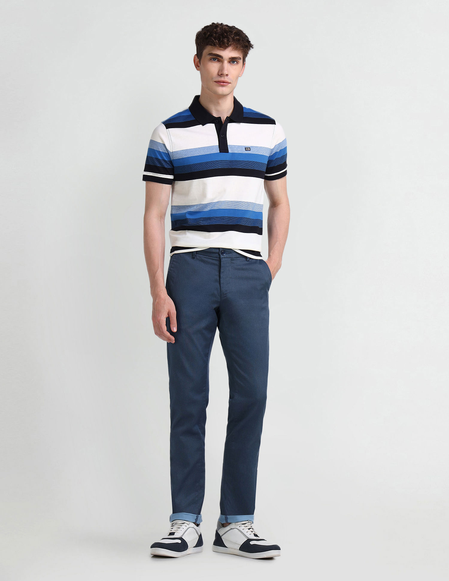 Arrow Sport Horizontal Striped Cotton Polo Shirt