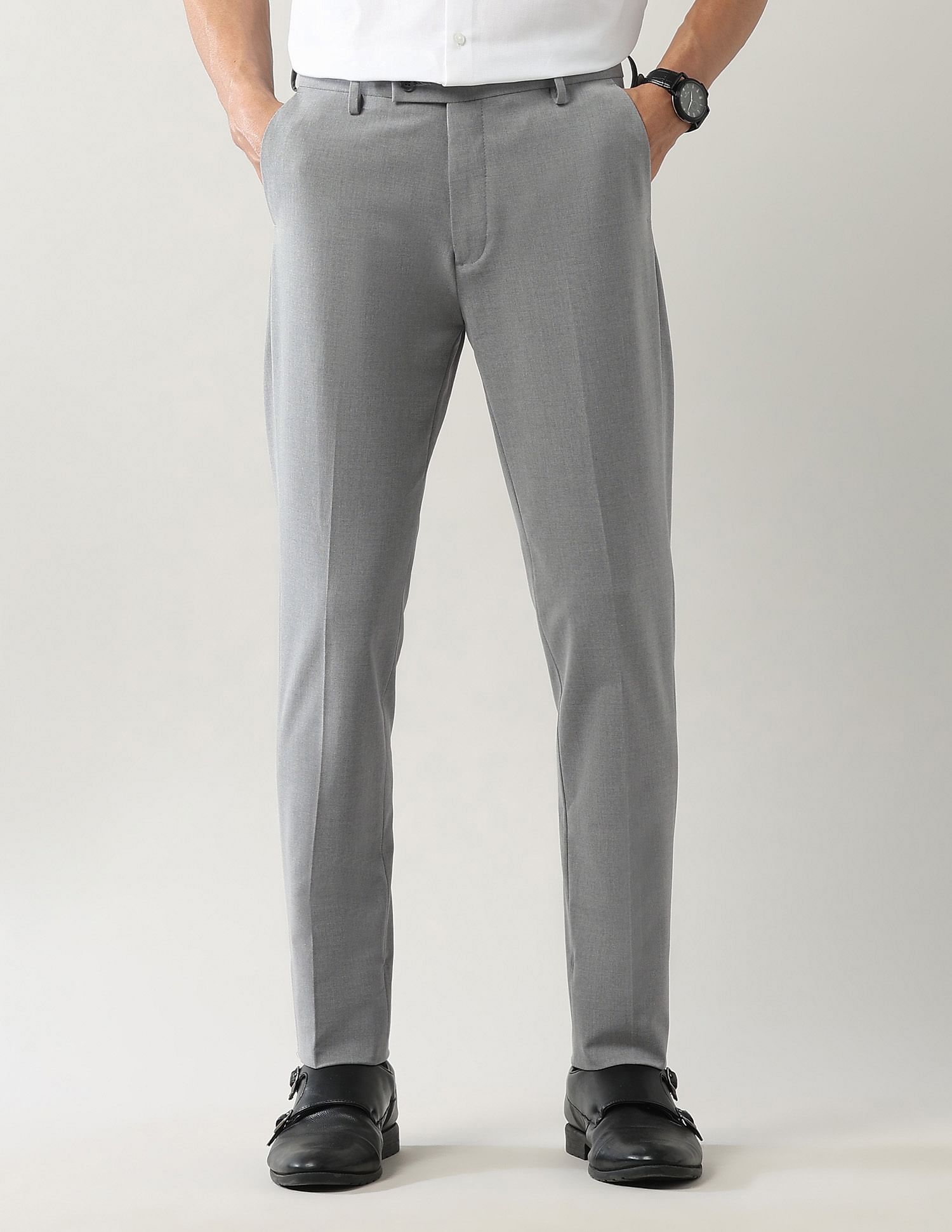 Arrow Solid Super Slim Fit Trousers