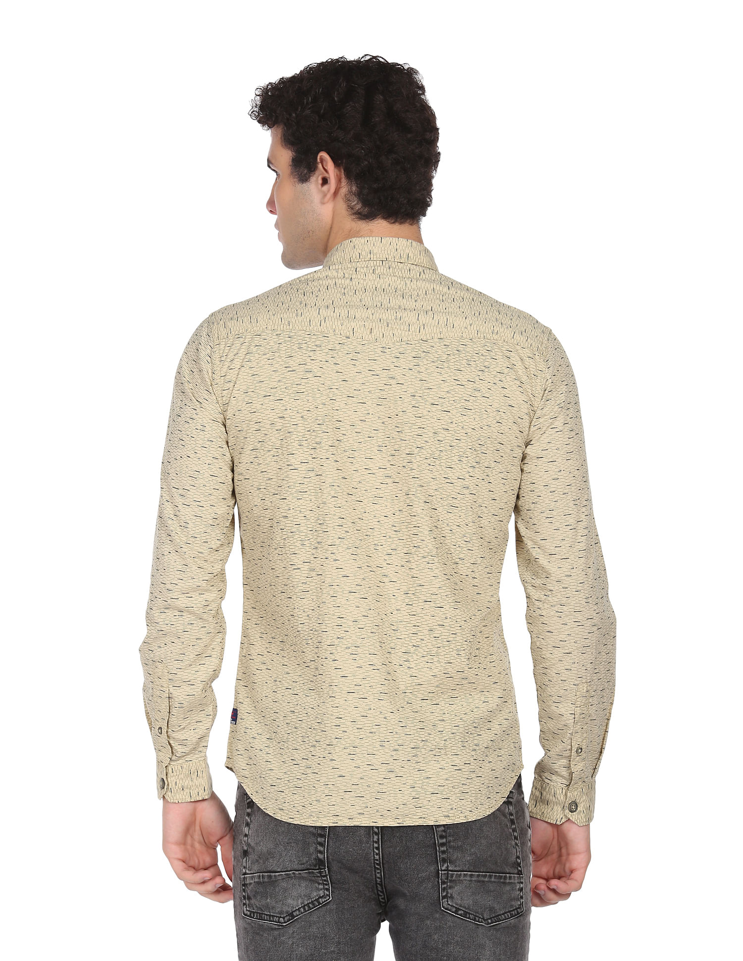 Flying Machine Double Patch Pocket Abstract Print Shirt