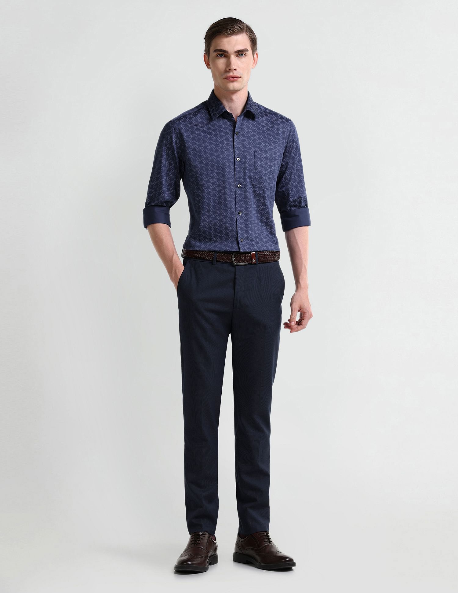 Arrow Geometric Print Satin Shirt