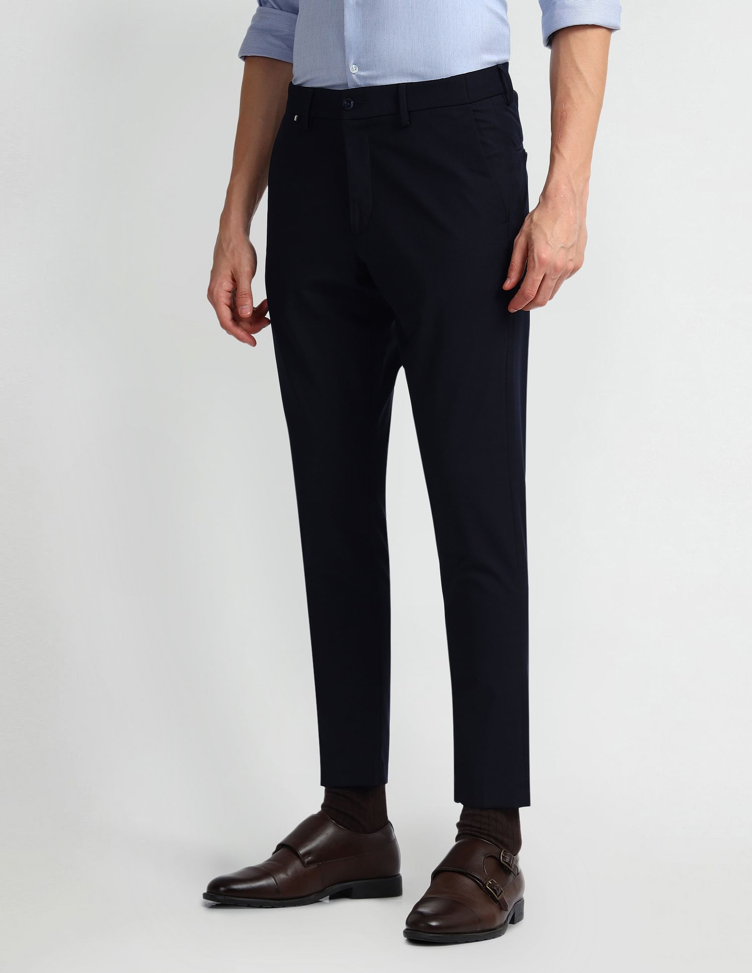 Arrow Newyork Carson Tapered Fit Self Design Trousers