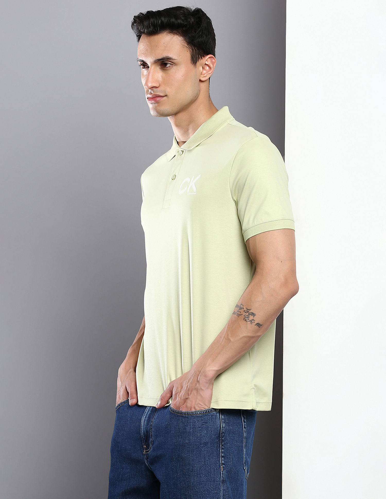 Calvin Klein Men's Liquid Touch Tipped Chest Stripe Polo Shirt