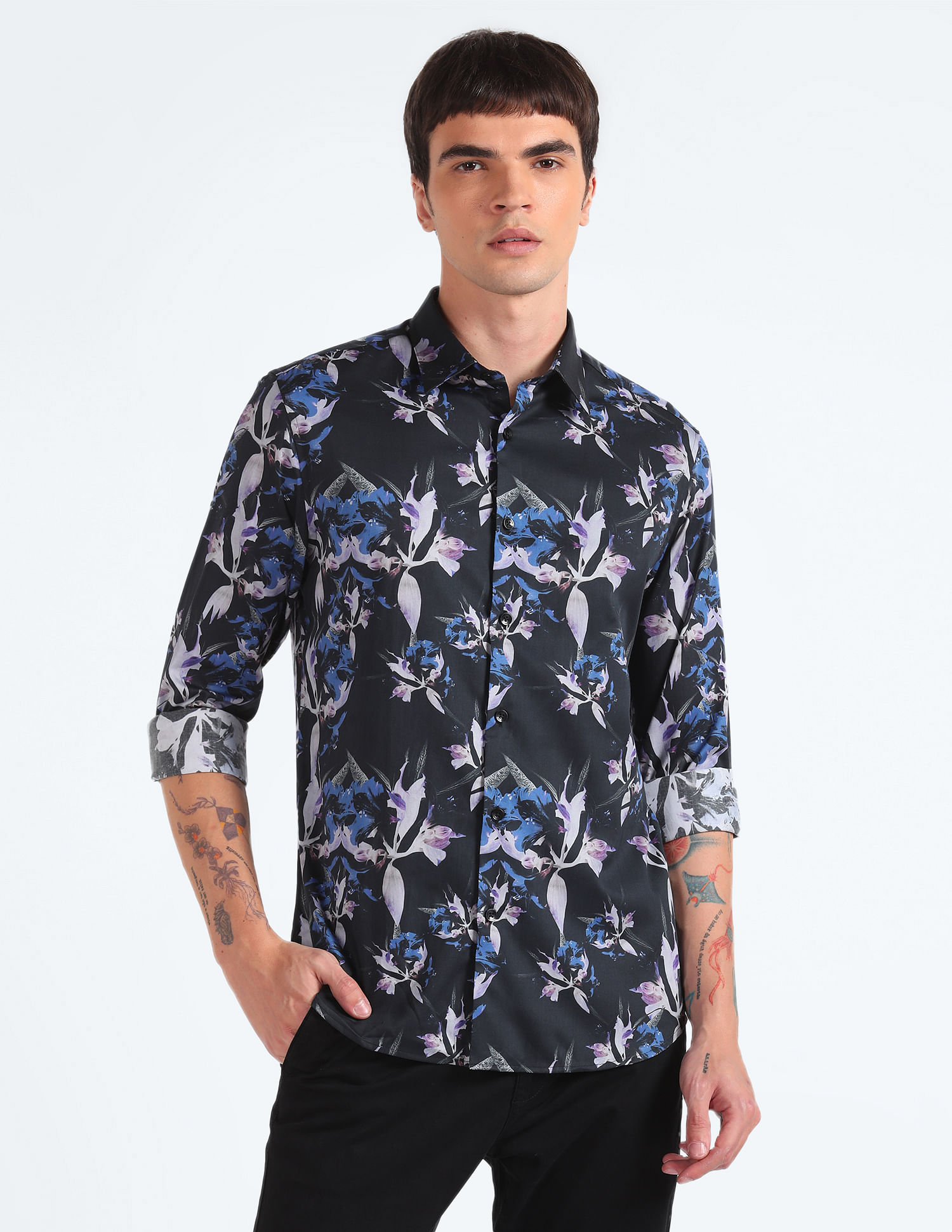 Flying Machine Floral Print Cotton Shirt