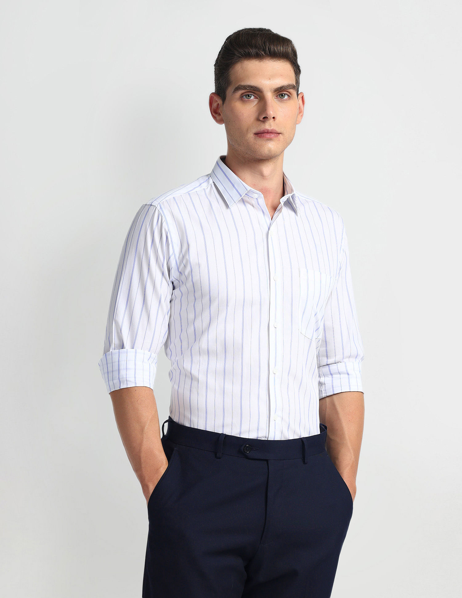 Arrow Vertical Stripe Cotton Shirt
