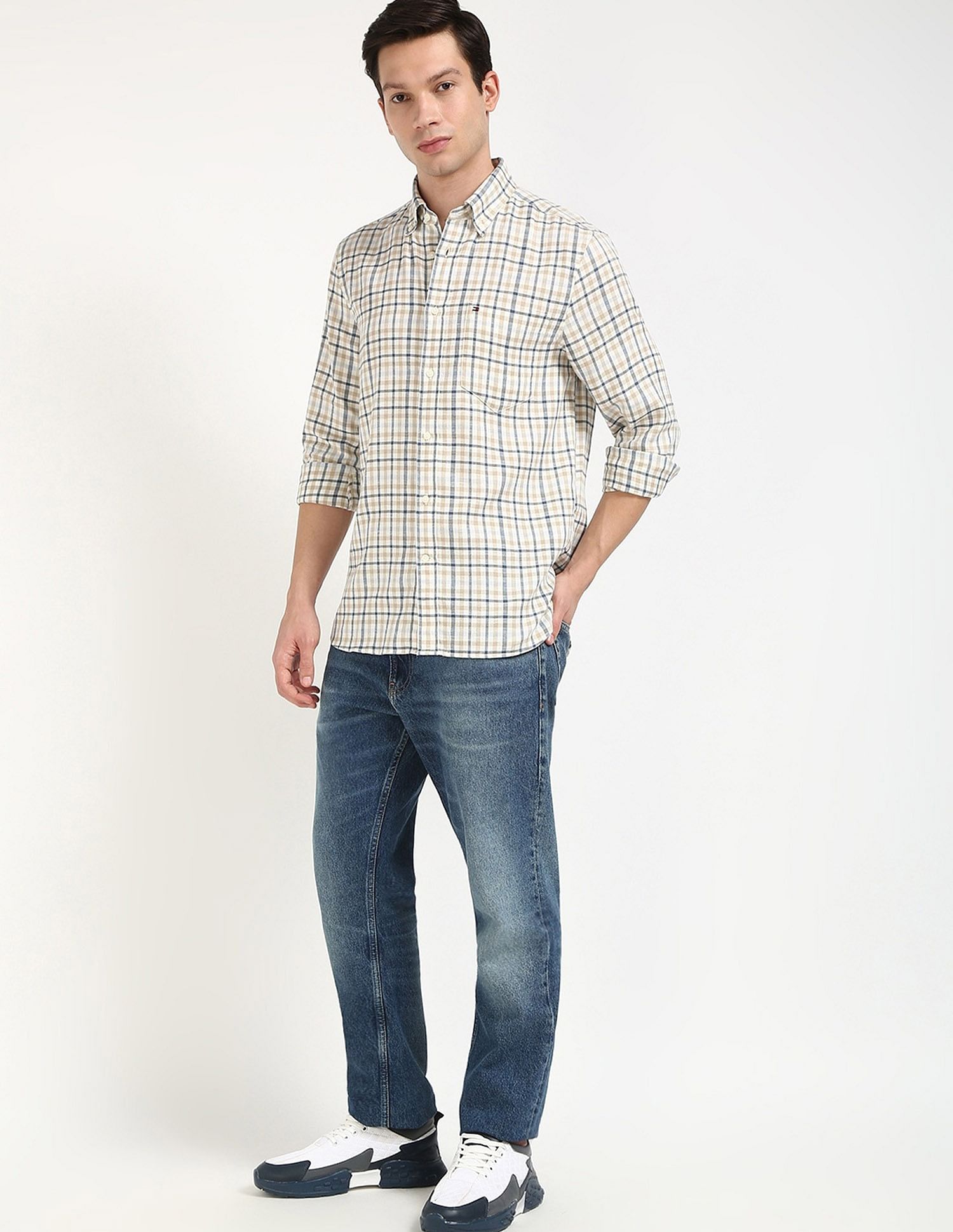 Tommy Hilfiger Off-White Men's Shirt for Subtle Style