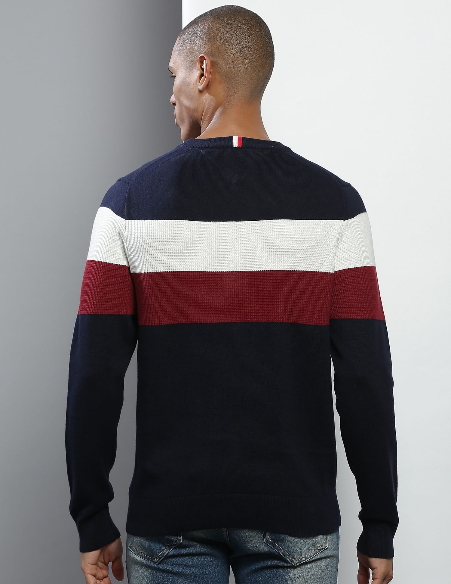 Oversized Tommy Hilfiger Striped Monogram Sweater - 4 You Store