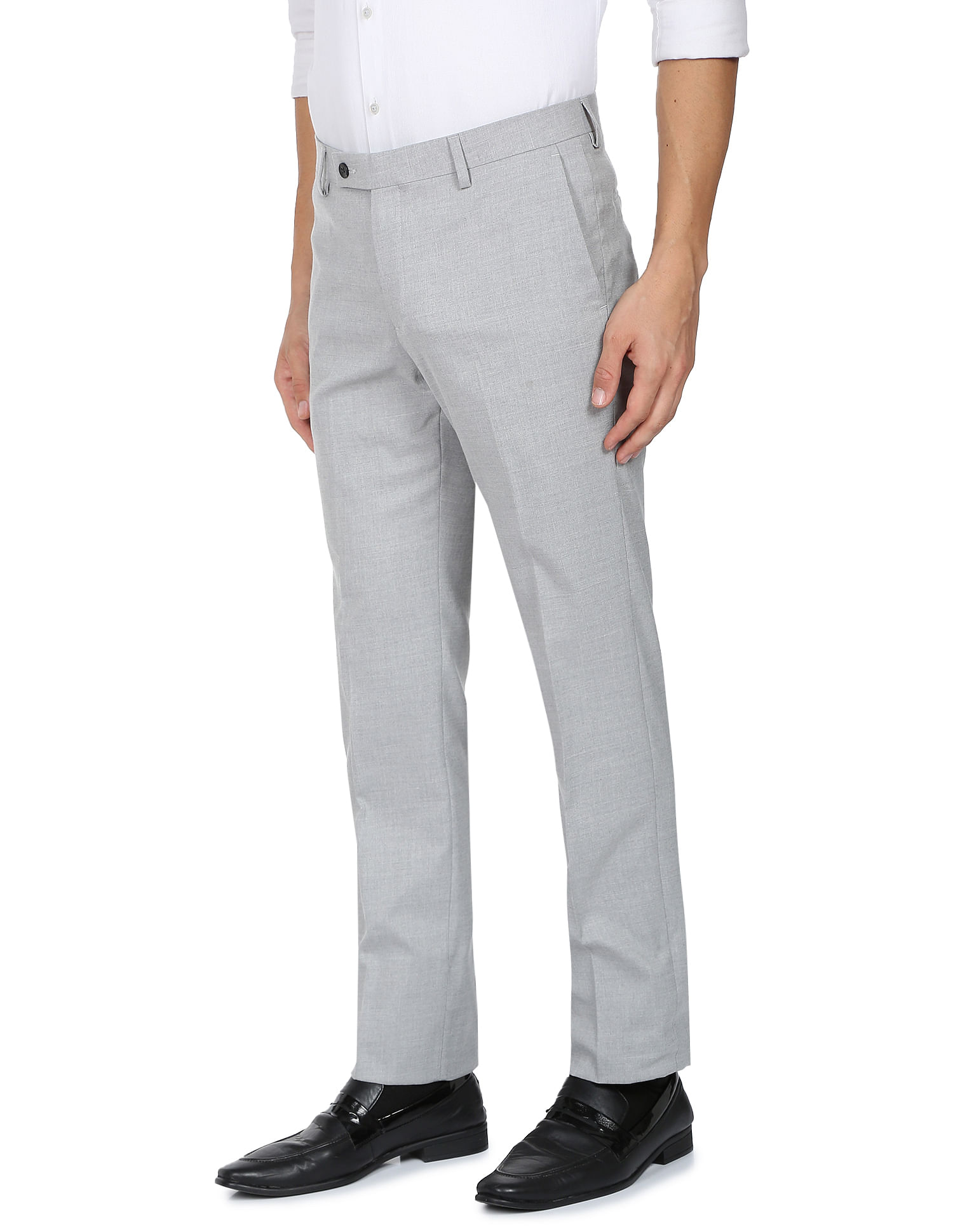 Canali | Light Grey Tropical Wool Flat Front Trousers – Baltzar
