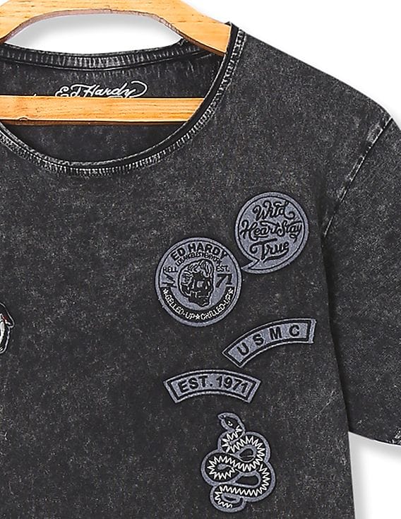 Buy Ed Hardy Contrast Applique Washed T 