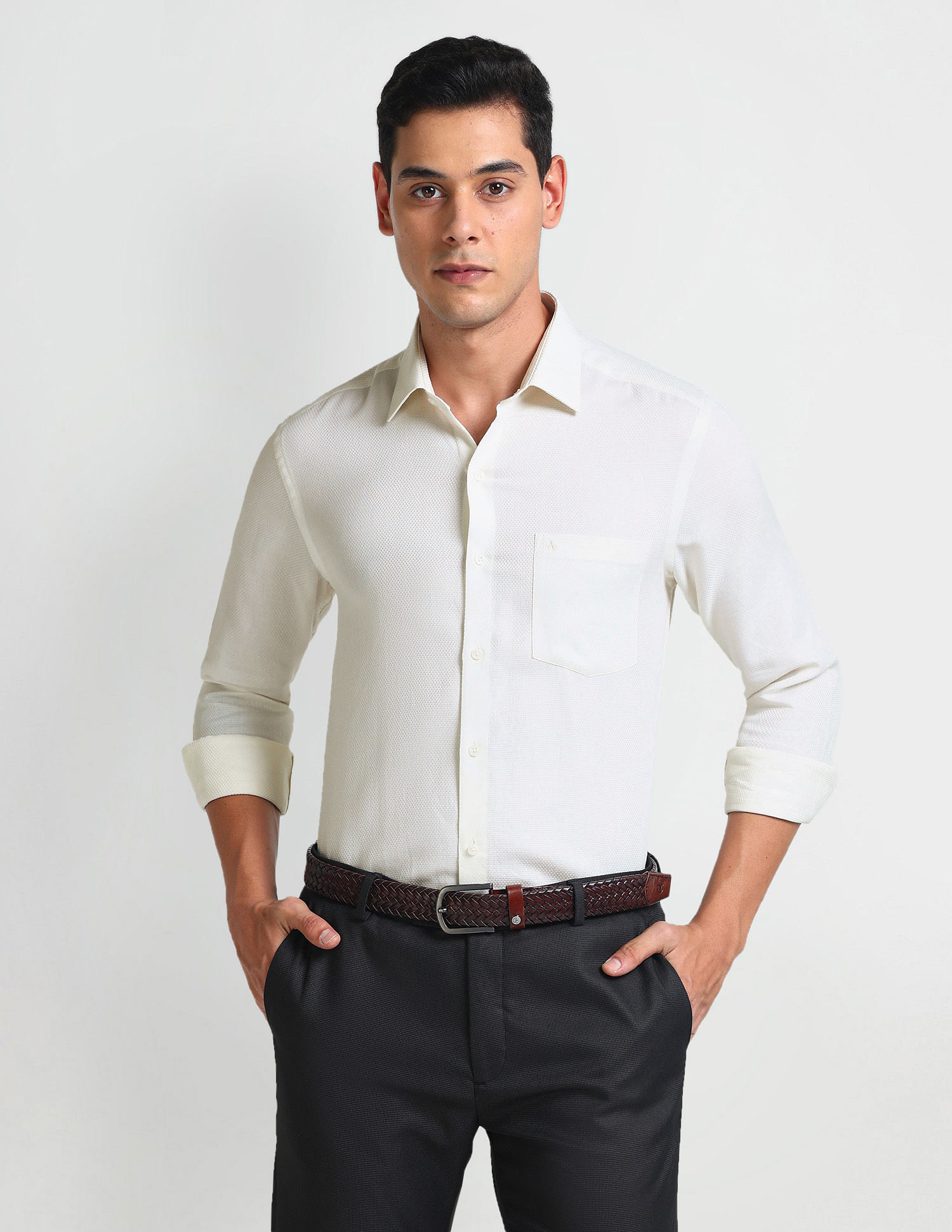 Arrow Geometric Pattern Dobby Shirt