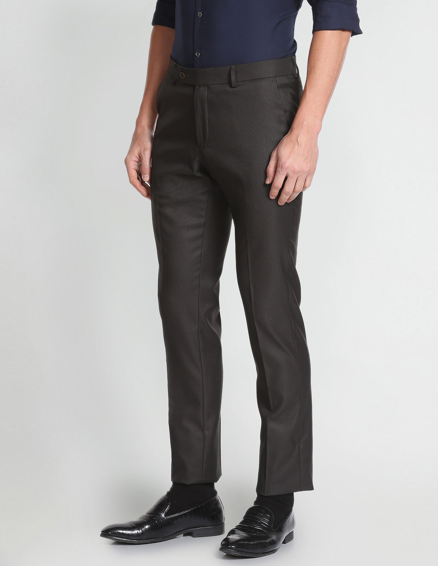 Arrow Tailored Regular Fit Dobby Formal Trousers