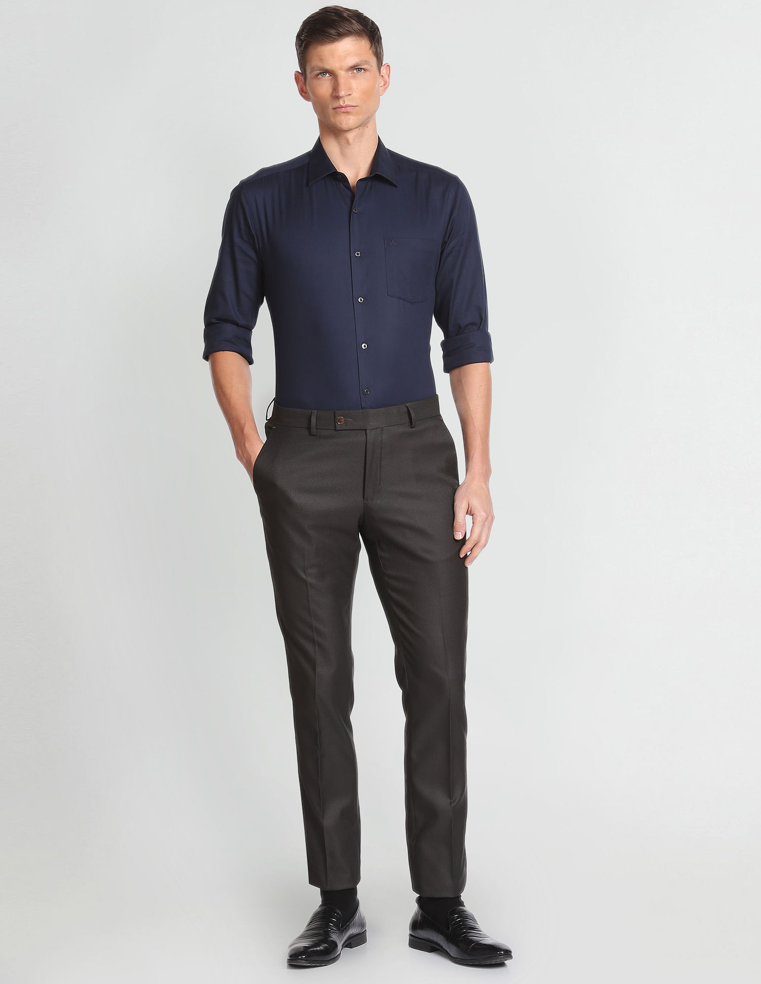 Arrow Tailored Regular Fit Dobby Formal Trousers