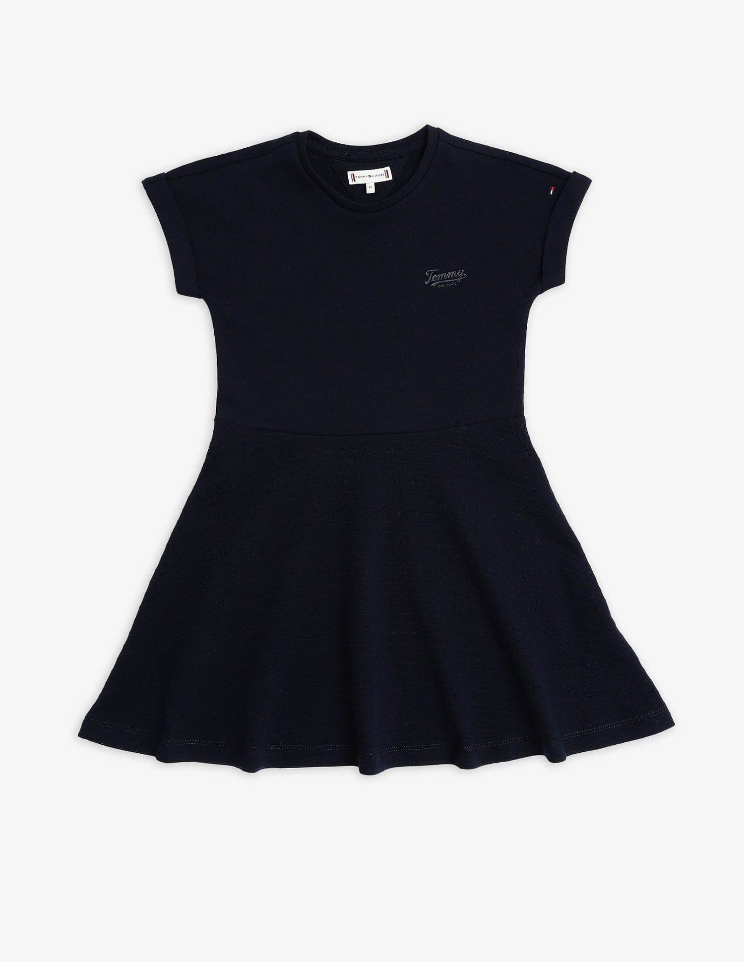 Tommy Hilfiger Kids Girls Cotton Crew Neck A-Line Dress