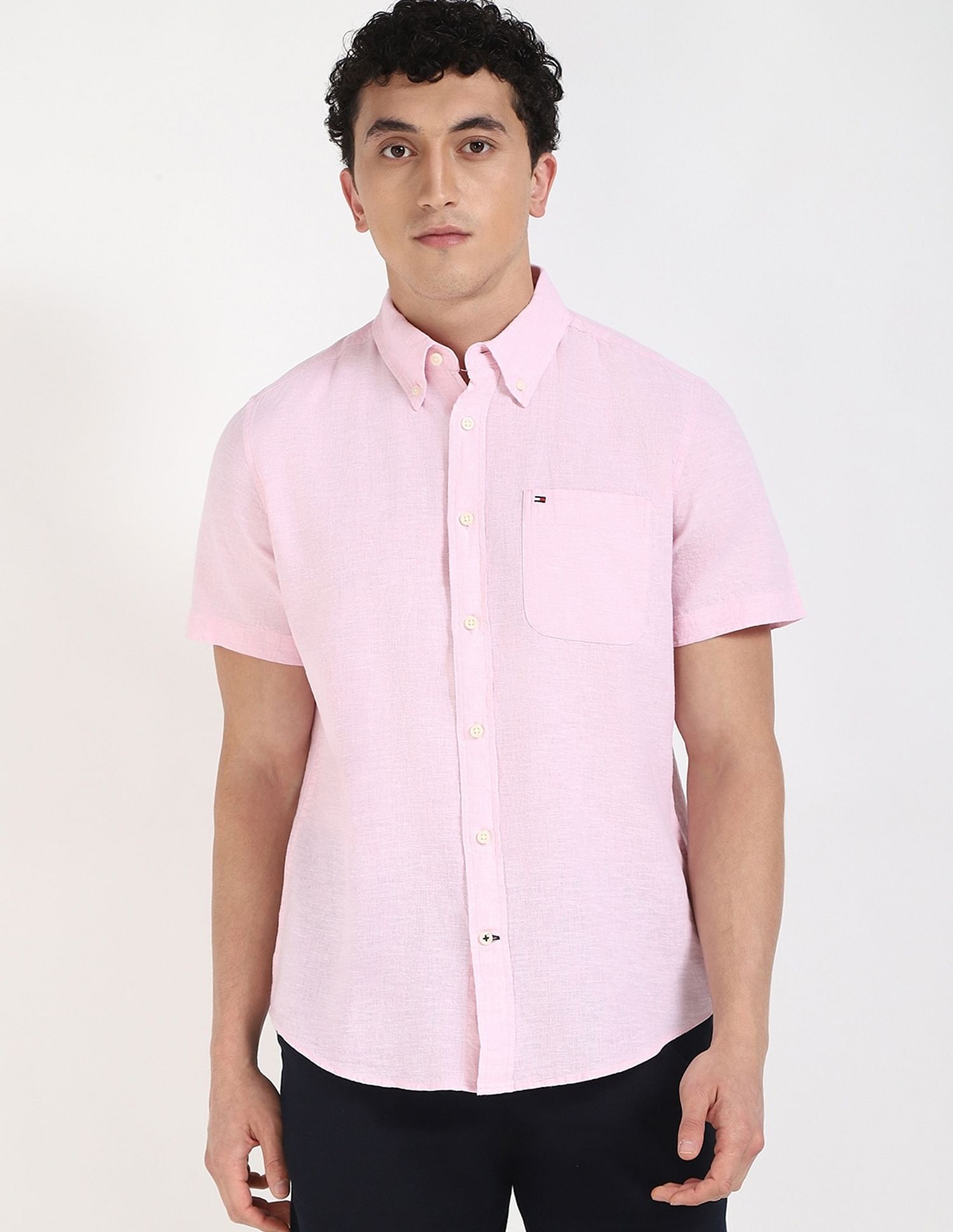 Tommy Hilfiger Solid Regular-Fit Cotton Shirt